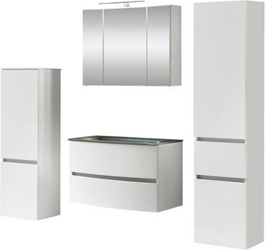 HELD MÖBEL Waschtisch-Set KOPENHAGEN in Weiss, 7-teilig, modern mit LED-Beleuchtung und Soft-Close-Türen, B/T/H: 180 x 40 x 35 cm - Bild 1