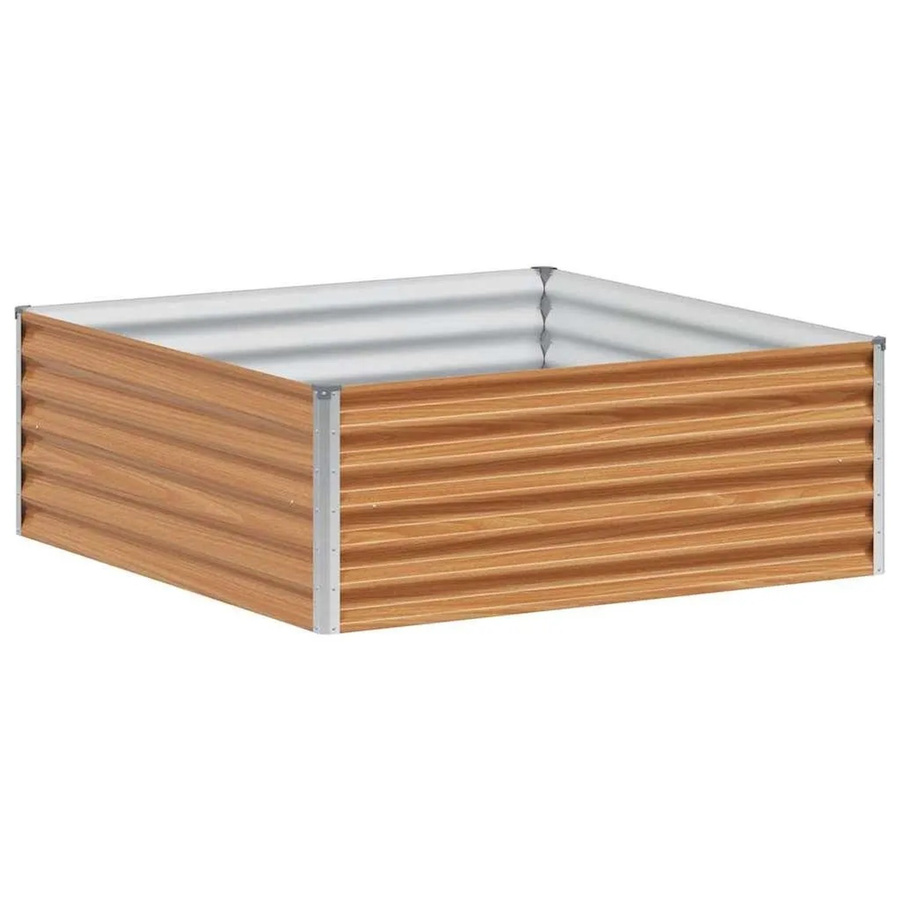 vidaXL Hochbeet aus verzinktem Stahl in Hellbraun, B: 100 cm, T: 98 cm, H: 36 cm - Bild 2