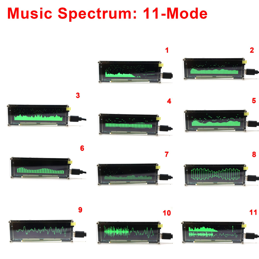 DYKBmetered WLAN-Uhr mit OLED Musik-Spektrum und Bluetooth, Digitaler Timer mit VU-Meter und Fernbedienung, Farbe: Grün - Bild 2
