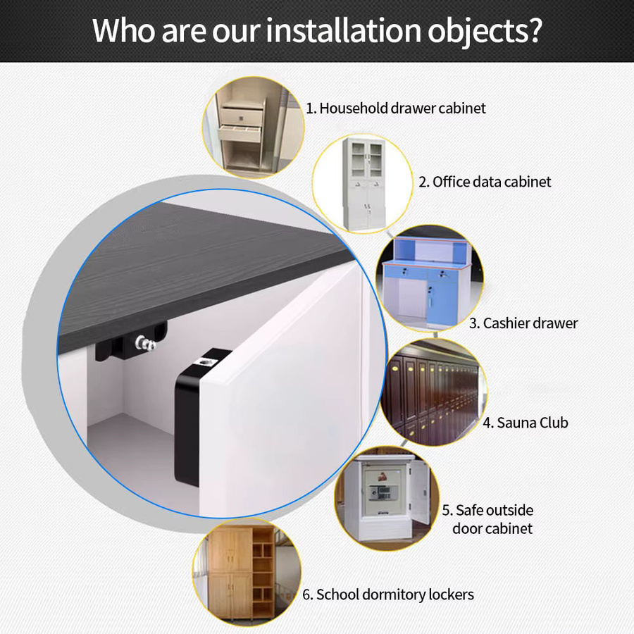 LUCKING DOOR Elektronisches Bluetooth-Schloss in Schwarz mit Tuya App und NFC-Kartenunterstützung für Schränke und Schubladen - Bild 5