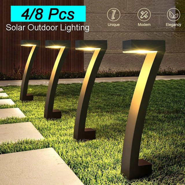 VENUSWING Solar-LED-Gartenbeleuchtung IP65 wasserdicht in Schwarz mit warmweißem Licht für Terrasse und Gehweg - Bild 1