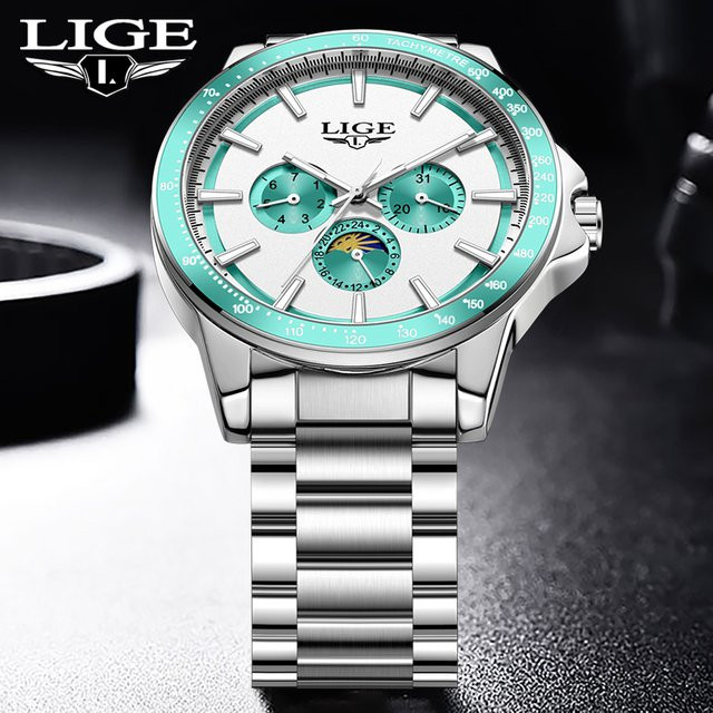 LIGE Armbanduhr Quarz, Edelstahl, Silber, Herren - Bild 1