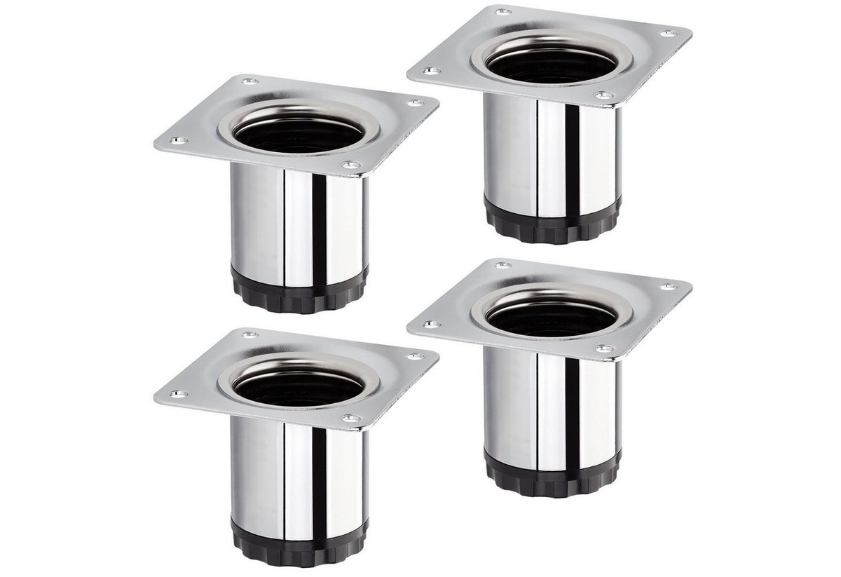 SO-TECH BRAVO Möbelfuß 4er Set aus Stahl, höhenverstellbar, Chrom poliert, Höhe: 50 mm, Durchmesser: 40 mm - Bild 1