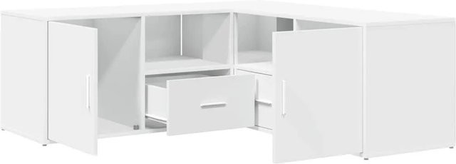 vidaXL Eckregal Weiß Modern mit Regalfächern und Türen aus MDF, B/T/H: 200 x 40 x 45 cm - Bild 1