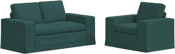 vidaXL Sofa 2-teilig Dunkelgrün Stoff mit Metallrahmen B/T/H: 162 x 80 x 82 cm und 103 x 80 x 82 cm