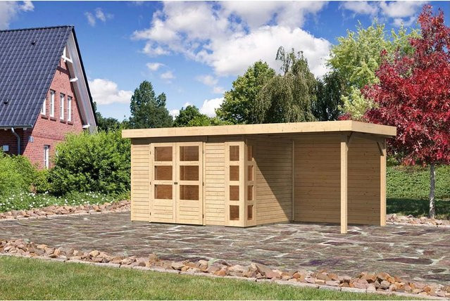 Karibu Holz-Gartenhaus Sölve in Natur mit Flachdach und modernem Design, B/T/H: 298 x 213 x 211 cm - Bild 1