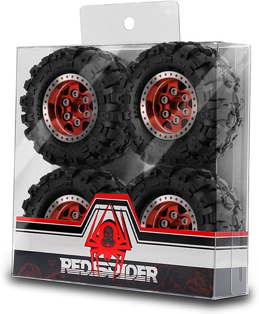 Red Spider Beadlock-Felgen- und Gummireifen-Set, 4-teiliges Set, 1,0-Zoll, 1:18 - Bild 1