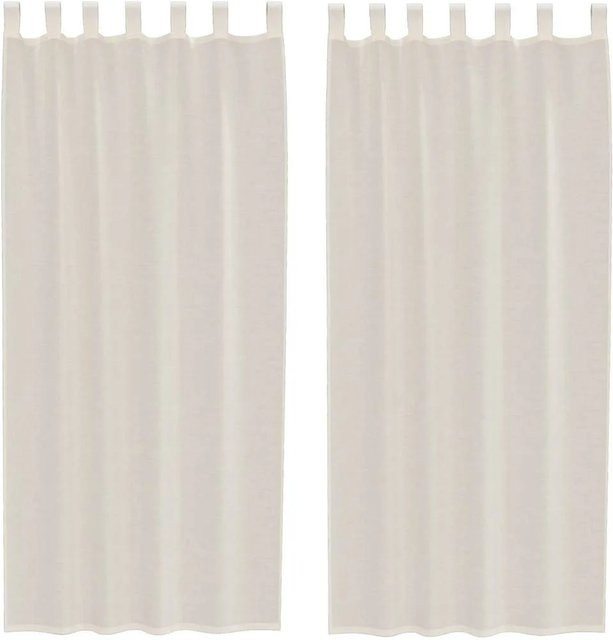 vidaXL Voile Vorhänge mit Lasche, 2er-Set, Beige, Breite: 140 cm, Höhe: 245 cm - Bild 1