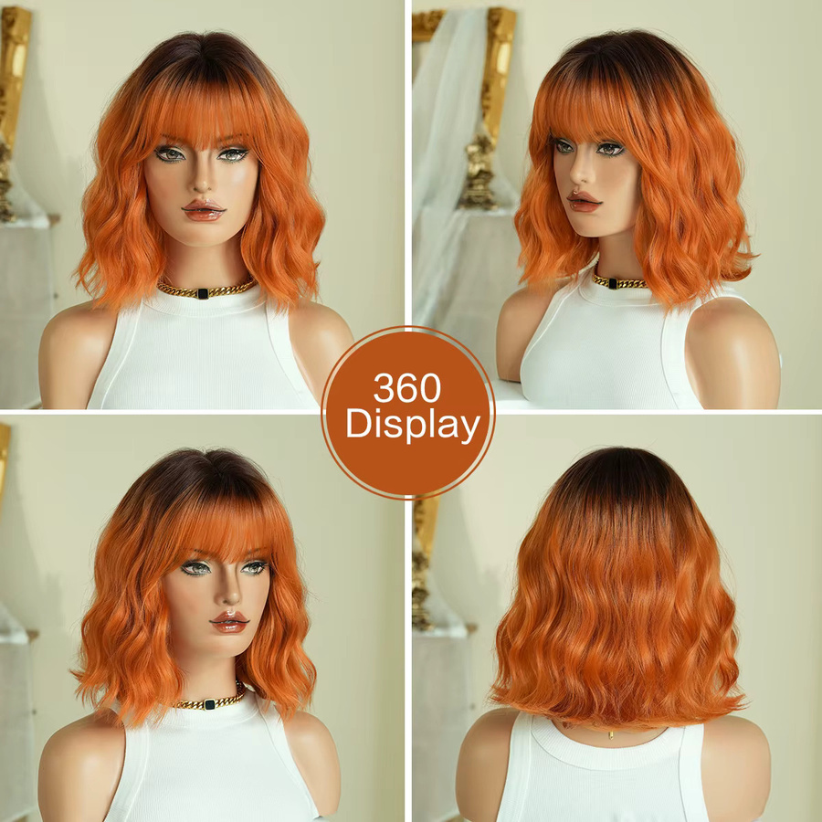 7JHH WIGS Wasserwellen Bob-Perücke, Orange, Damen - Bild 3