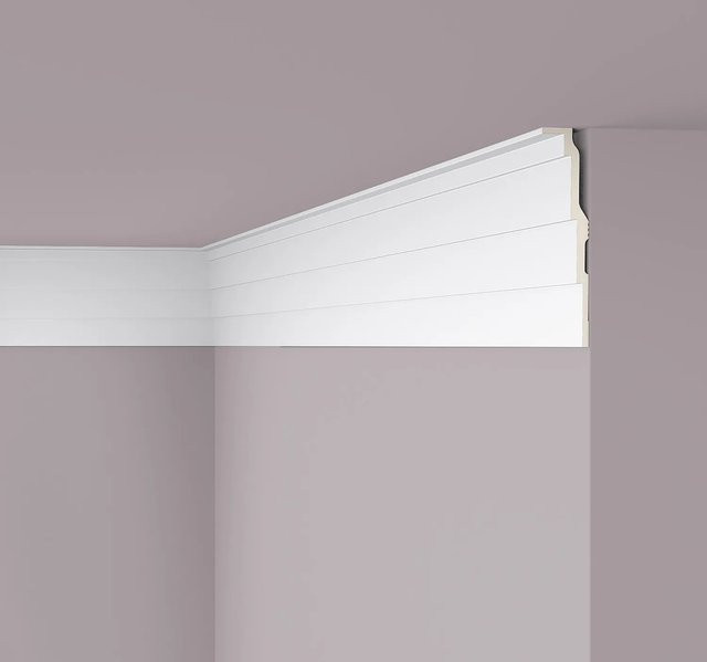 NMC AD21 ARSTYL Eckleiste Zierleiste Stuckleiste aus Polyurethan Hartschaum, Weiß, B/H: 6 cm x 25,5 cm, Länge: 200 cm - Bild 1