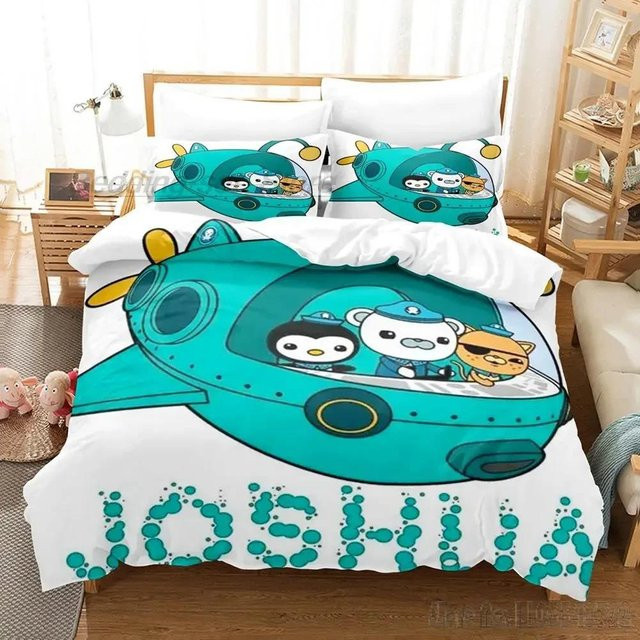 Bettwäsche Set Octonauts Anime Design für Kinder in Blau, bestehend aus Bettbezug und Kissenbezug, B/H: 120 x 150 cm - Bild 1