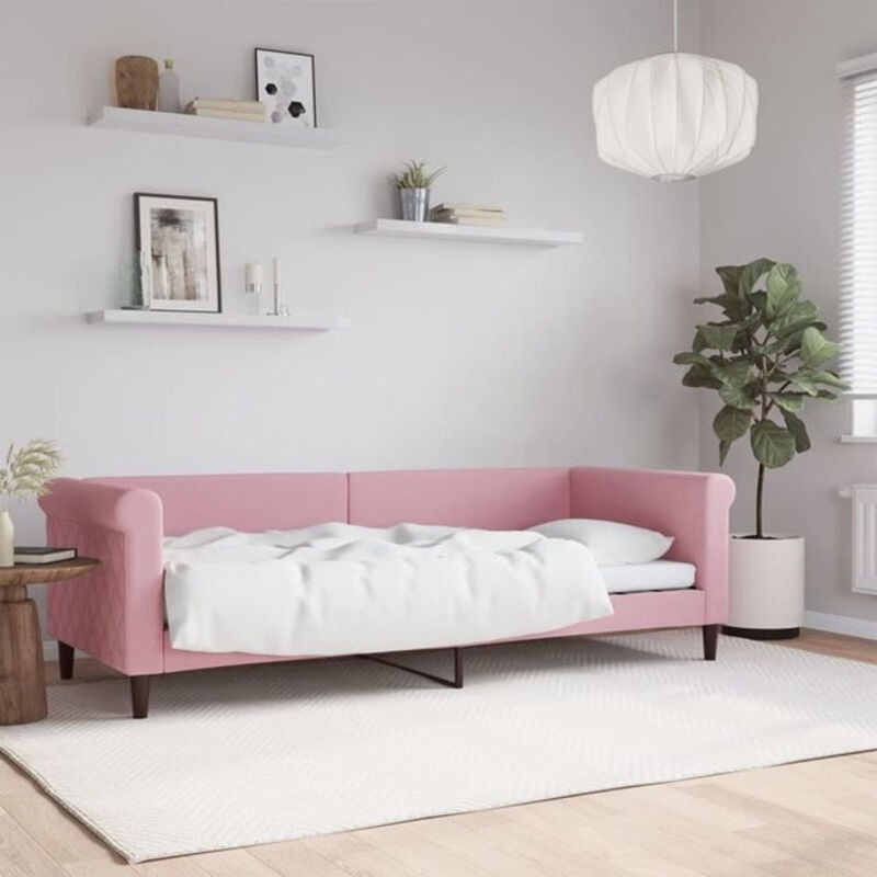 Vidaxl Tagesbett Polsterbett aus Samt und Metall in Rosa, B/T/H: 200 x 80 x 68 cm - Bild 1