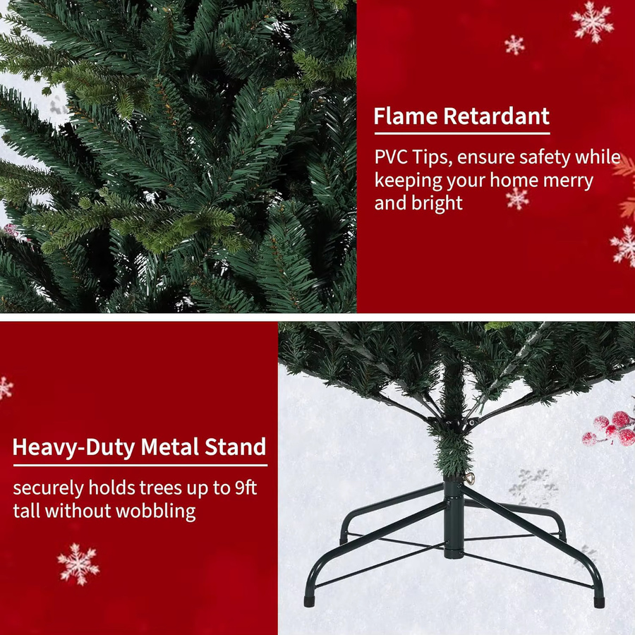 HiMISS Künstlicher Weihnachtsbaum in Grün mit dichtem PE/PVC-Material und stabilem Metallständer - Bild 4