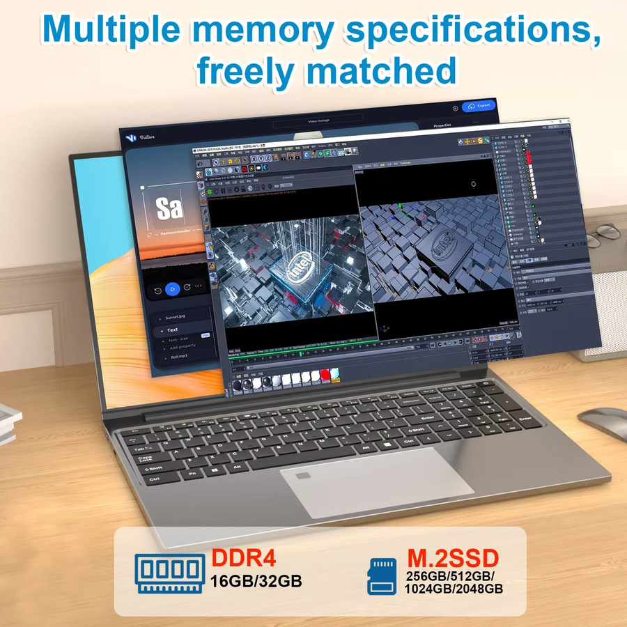 Intel Core i7-6500Y Laptop mit 15,6 Zoll Display, 32 GB RAM, 2 TB SSD und Windows 11 in Silber - Bild 3