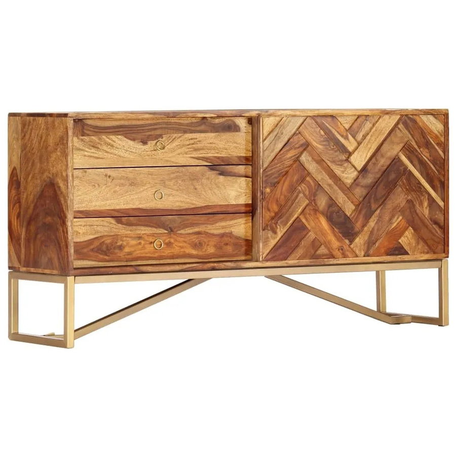 vidaXL Sideboard aus Massivholz Akazie in Braun im Mid-Century-Modern-Stil, B/T/H: 118 x 30 x 60 cm - Bild 2