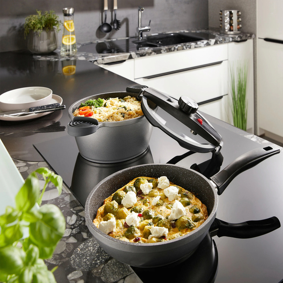 STONELINE Aluguss Dampf- und Energiespar-Set aus Aluminium, 3-teilig, Induktion geeignet, mit Non-Stick-Beschichtung - Bild 2
