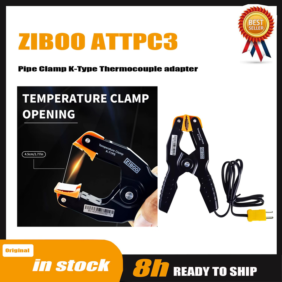 ZIBOO 69140 K-Typ-Thermometer mit Rohrtemperaturklemme für HVAC und ATTPC3 Rohrklemme Thermoelement-Adapter - Bild 2