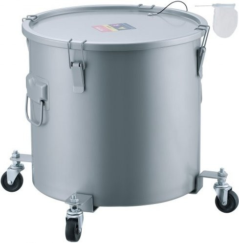 VEVOR Ölbehälter für Frittierfett, 60 Liter Öl-Entsorgungswagen mit Rollenbasis, Kohlenstoffstahl rostfrei, Öltransportbehälter mit Deckel, Verschlussclips und Filterbeutel, Grau - Bild 1