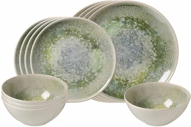 Ritzenhoff & Breker Cecina Basic Dinner-Set 12-teilig aus Keramik in Jade Green - Bild 1