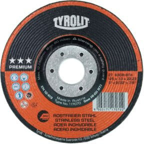 Tyrolit Premium Schruppschleifscheibe für Metall, Farbe: Orange, Durchmesser: 125 mm, Breite: 7 mm - Bild 1