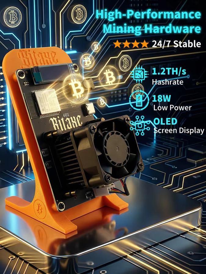 STARMINER Bitaxe Gamma 601 Solo Miner Bitcoin ASIC-Miner mit BM1370 Chip, 1.2Th/s, Orange - Bild 1