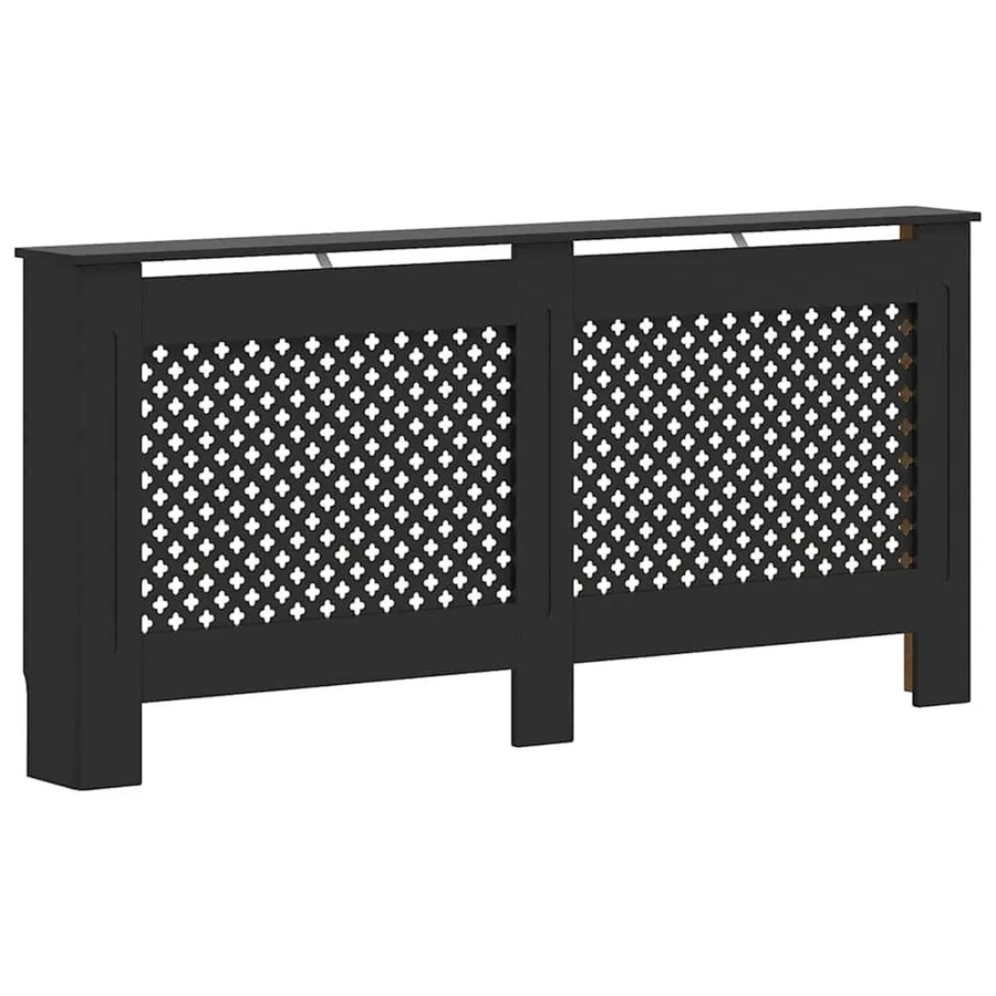 vidaXL Heizkörperverkleidung aus MDF in Schwarz mit Wabenmuster, modern lackiert, B: 172 cm, T: 19 cm, H: 81,5 cm - Bild 2