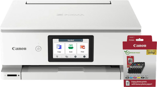 Canon PIXMA TS8751 Inkjet-Multifunktionsdrucker in Weiß inklusive Patronen-Ersatzset und Fotopapier - Bild 1