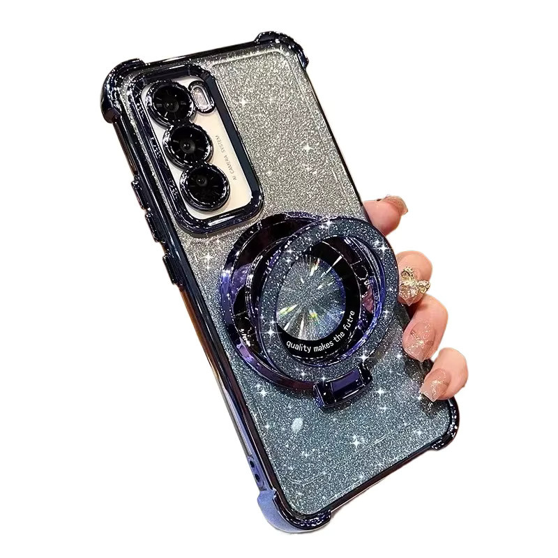 Glitzernde Coner Airbag-Schutzhülle aus weichem TPU für Samsung Galaxy A57 A56 A55 Serie in Silber mit magnetischer Halterung und Anti-Drop-Funktion - Bild 2