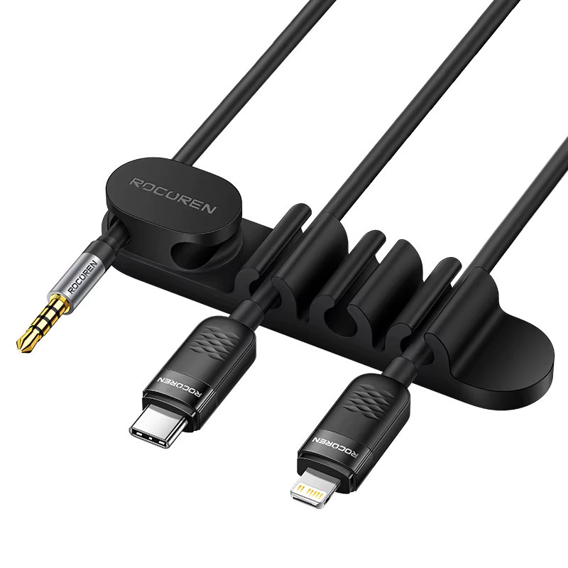 Rocoren Selbstklebende Silikon Kabel Organizer in Schwarz für USB Kabel Maus Tastatur und Headset - Bild 7