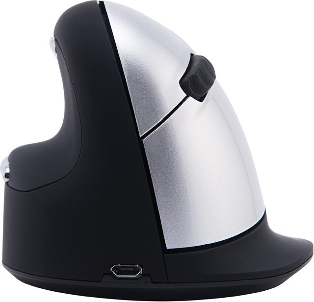 R-Go Tools HE Ergonomische Funkmaus mit Pausensoftware in Schwarz/Silber, Bluetooth, 2500 DPI, Größe L für Linkshänder - Bild 2