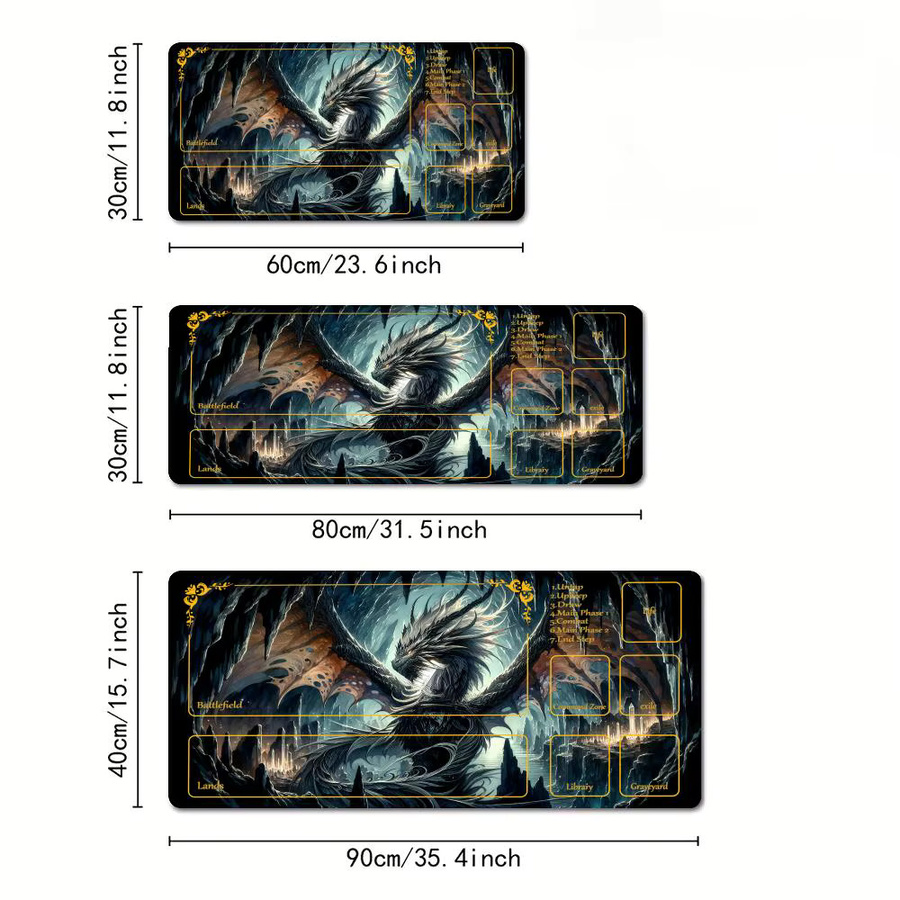 Mairuige TCG Spielmatte Drache in Schwarz und Multicolour, rutschfest und langlebig mit genähtem Rand, B/T: 60 x 35 cm - Bild 3