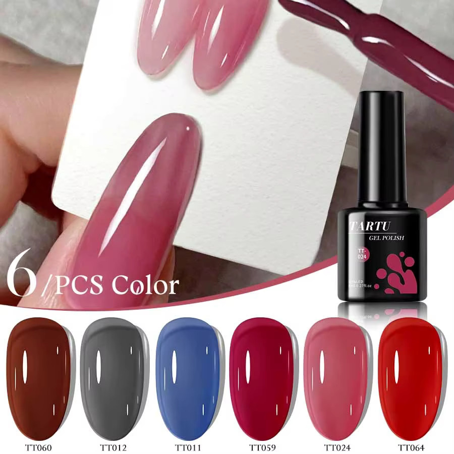 TARTU Gel-Nagellack-Set, 6 Farben, glänzend, HEMA-frei, TPO-frei - Bild 1