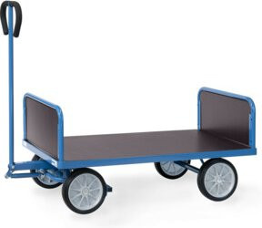 Fetra Handwagen mit 2 Stirnwänden in Blau aus Stahl - Bild 1