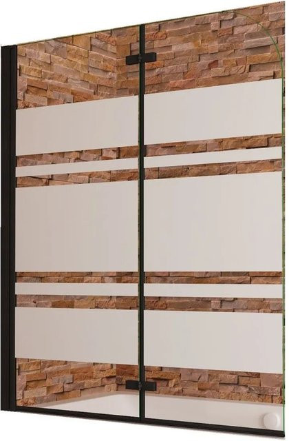 Duschparadies Badewannenaufsatz Faltwand aus Nano Glas mit Schwarzrahmen, B: 110 cm, H: 140 cm - Bild 1