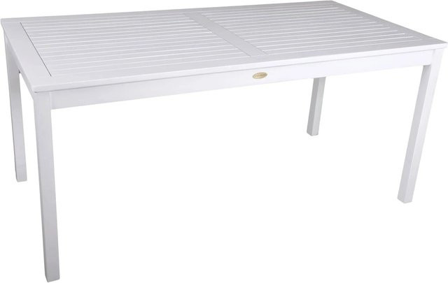 DELUKE Gartentisch NANTES aus Eukalyptus in Weißgrau, wetterfester Terrassentisch für Garten und Outdoor, B/T/H: 165 x 80 x 75 cm - Bild 1
