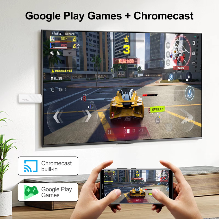 MicroData H96Max H313 TV-Stick 4K mit Android TV 14, Quad-Core ARM Cortex A53 und WiFi 6, Tragbarer Streaming-Media-Player in Weiß - Bild 8