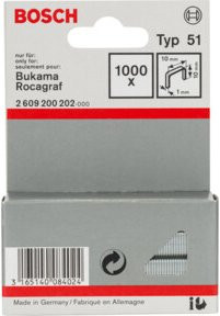 Bosch Flachdrahtklammern Typ 51 in Silber, B: 10 mm, H: 1 mm, T: 10 mm - Bild 1