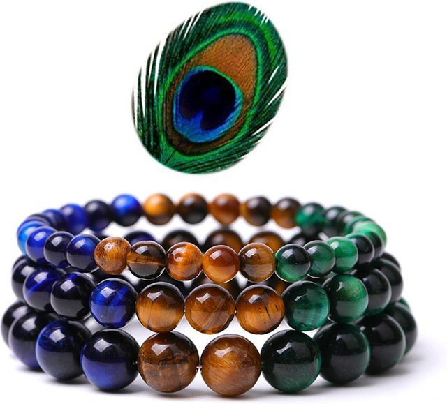 Armband, Natürliches Tigerauge Grün Gelb Blau, Unisex - Bild 1