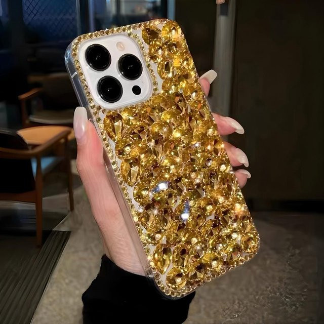Luxus Glitzer Handyhülle mit Strass und Kristall für Xiaomi Redmi K70 Ultra 14C 13C 12 11A 10C 9C 9A A5 A3 A3X in Gold - Bild 1