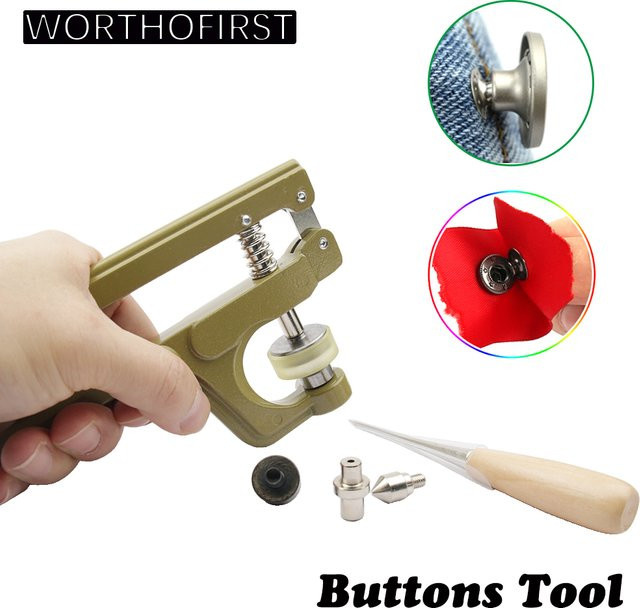 WORTHOFIRST Tragbare Handpresswerkzeuge für Druckknöpfe in Gold für Jeans, Lederhandwerk und DIY-Nähzubehör - Bild 1