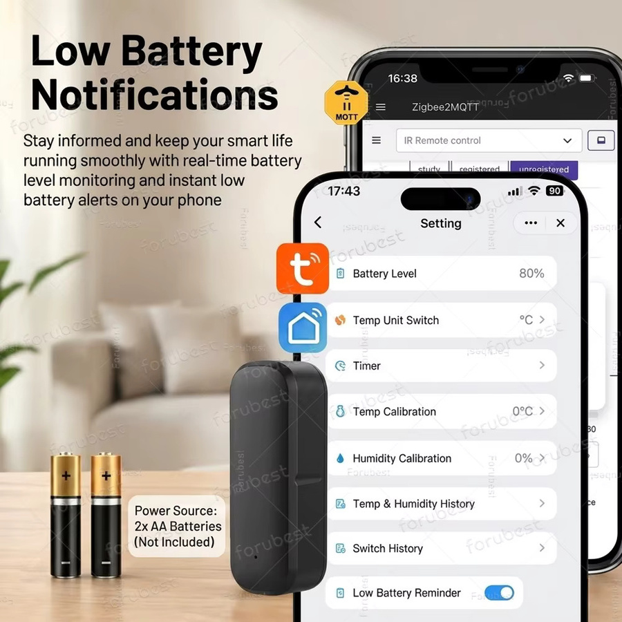 Arteco Zigbee Smart IR-Fernbedienung mit Temperatur- und Feuchtigkeitssensor in Schwarz für Tuya Smart Life und Z2M - Bild 4