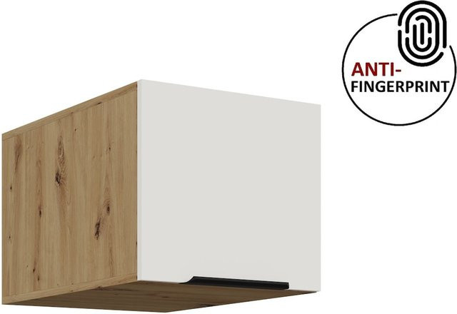 Küchen Aufsatzschrank ARIA Wandmontage in Weiss und Eiche mit Anti-Fingerprint Oberfläche, Breite: 40 cm - Bild 1