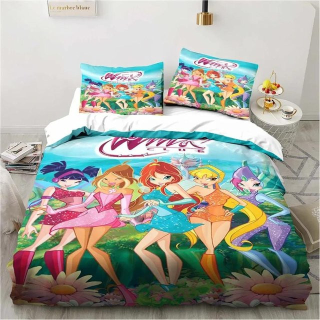 Winx Anime Kawaii Bettwäsche Set aus Mikrofaser, 3-teilig, Mehrfarbig, B/H: 200 x 200 cm - Bild 1