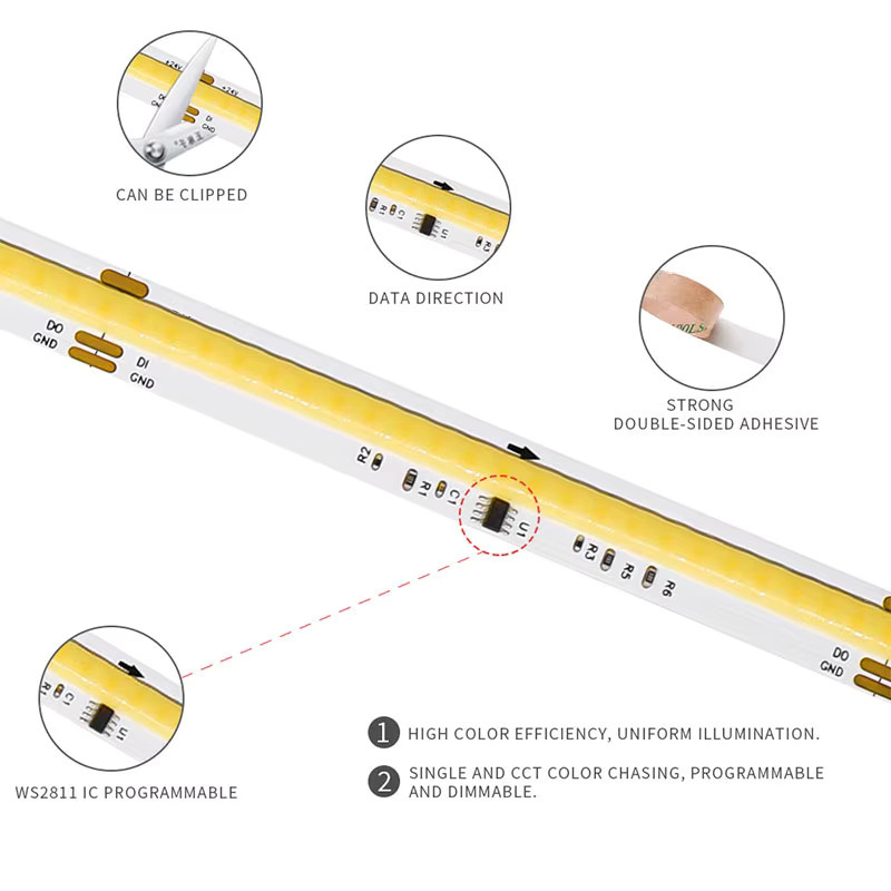 Acosh Neon COB LED-Leiste mit fließendem Lichteffekt, 5V USB, zweifarbiges flexibles Lichtband in Multicolour für Schlafzimmer, Wand und Schrank - Bild 4