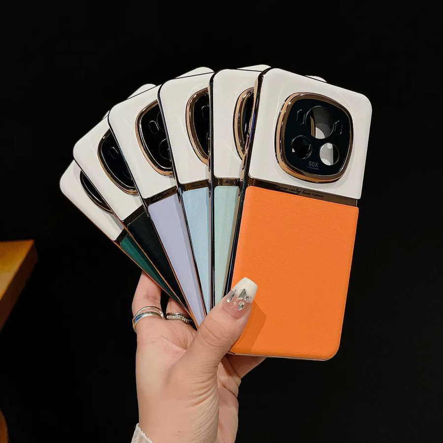 Luxuriöse PU-Leder Schutzhülle mit Linsenschutz für Huawei Honor Magic 7 Pro und Honor Magic 6 Pro in Gelb - Bild 1