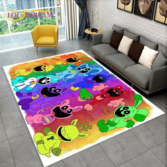 Cartoon Einhorn Teppich für Kinder und Wohnzimmer, waschbarer Polyester Fußmatte, Mehrfarbig, B/T: 60 x 40 cm - Bild 1