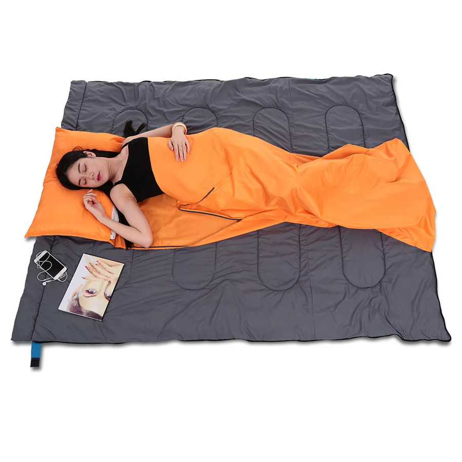 TOMSHOO Schlafsack Liner aus Polyester mit Kissenbezug für Erwachsene, Orange, B: 70 cm, L: 210 cm - Bild 3