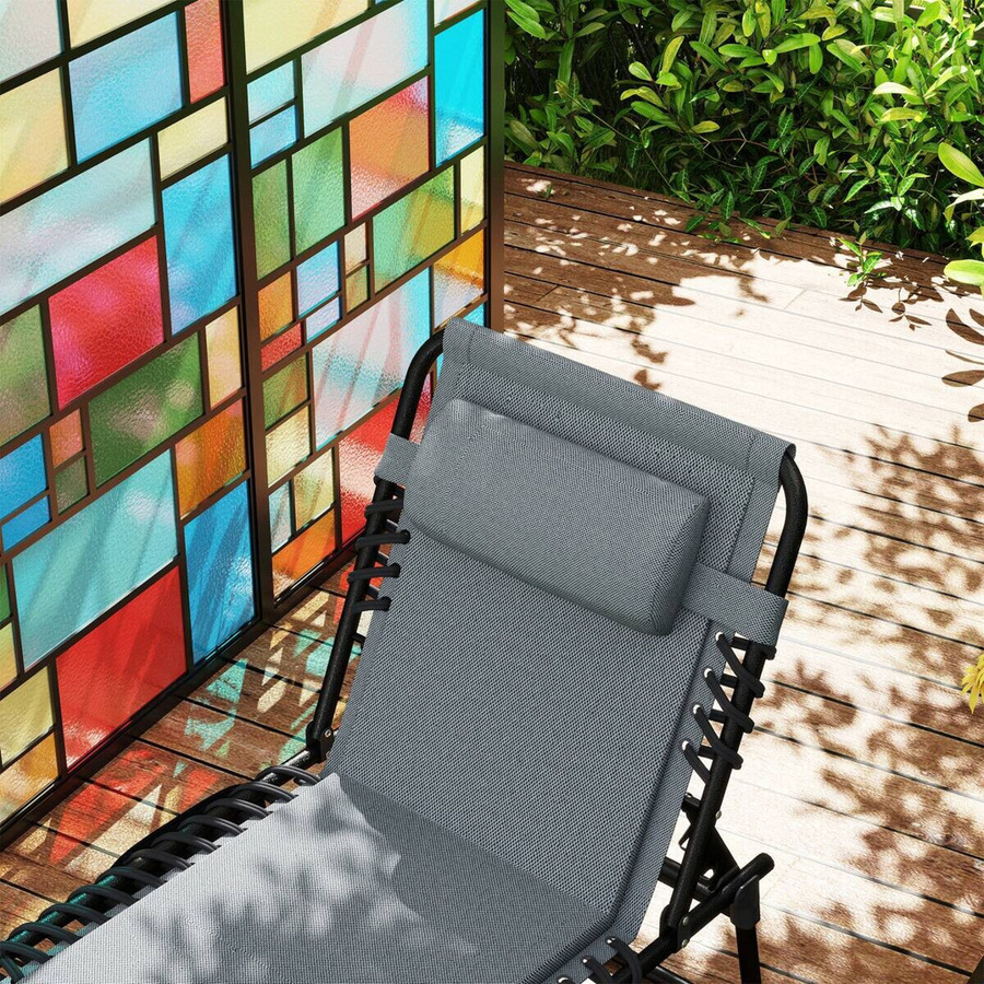 Outsunny Sonnenliege aus Textilene und pulverbeschichtetem Stahl in Dunkelgrau, B/H/L: 68 x 36 x 189 cm - Bild 5