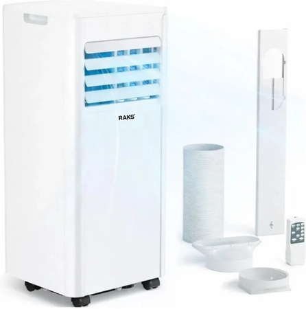 Jung Raks Pro Air 7 Mobile Klimaanlage Weiß, 7000 BTU, 2,1 kW, Monobloc-Klimagerät mit Timer und Fernbedienung