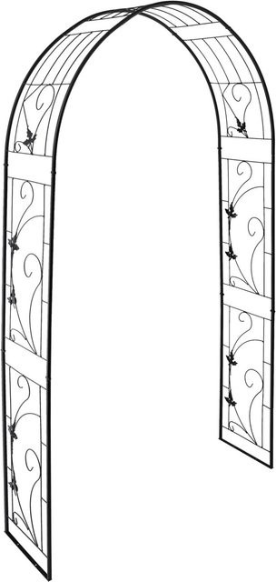 Relaxdays Rosenbogen aus Eisen in Schwarz mit Blätterranken im Vintage-Design, H: 216 cm, B: 125 cm, T: 36 cm - Bild 1